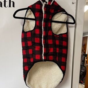 Red and Black Plaid Dog Vest used